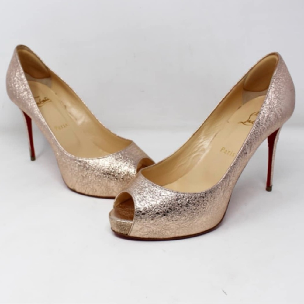 Christian Louboutin Glitter Peep Toe Heels Size 40